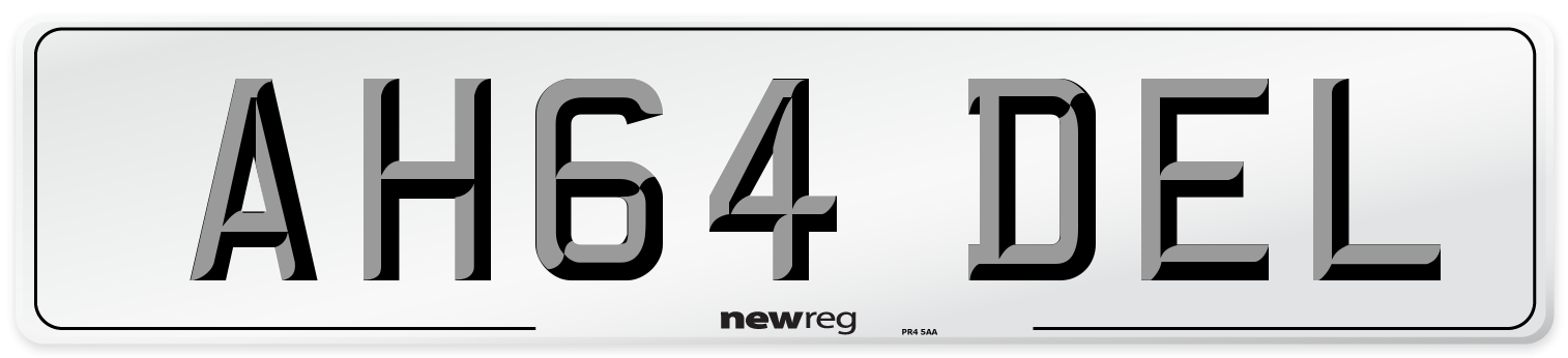 AH64 DEL Number Plate from New Reg